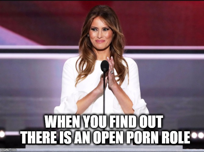 Melania trump meme | WHEN YOU FIND OUT THERE IS AN OPEN PORN ROLE | image tagged in melania trump meme | made w/ Imgflip meme maker