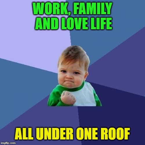 Success Kid Meme | WORK, FAMILY AND LOVE LIFE ALL UNDER ONE ROOF | image tagged in memes,success kid | made w/ Imgflip meme maker