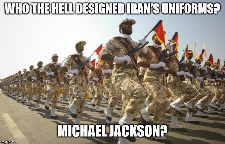 WHO THE HELL DESIGNED IRAN'S UNIFORMS? MICHAEL JACKSON? | image tagged in wtf | made w/ Imgflip meme maker