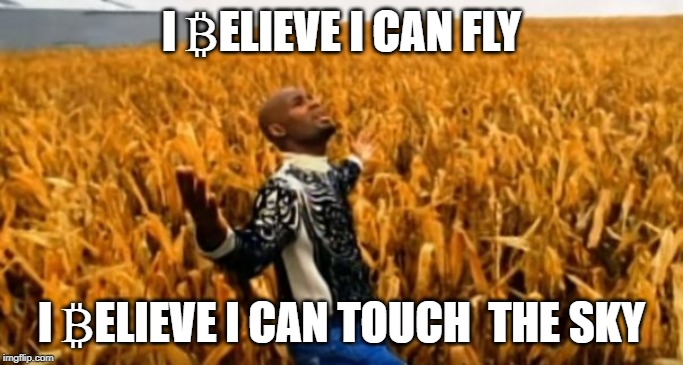 I ₿ELIEVE I CAN FLY; I ₿ELIEVE I CAN TOUCH 
THE SKY | made w/ Imgflip meme maker