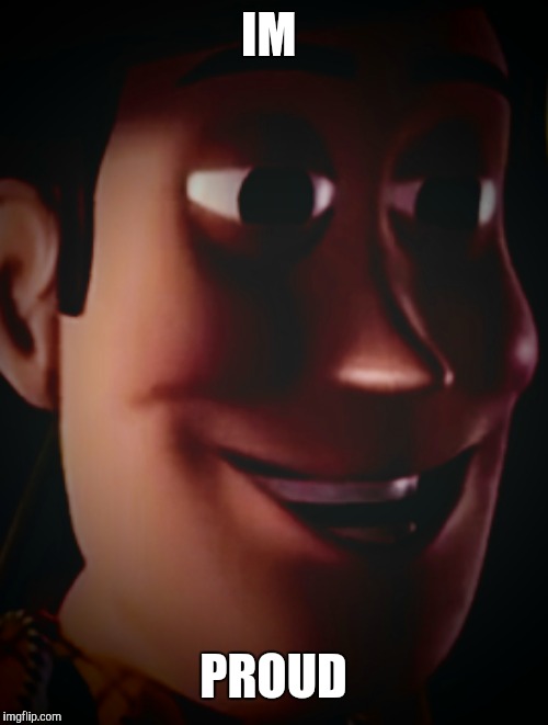 Freaky staring woody | IM PROUD | image tagged in freaky staring woody | made w/ Imgflip meme maker