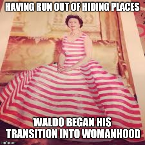 Where's Wilma? | HAVING RUN OUT OF HIDING PLACES; WALDO BEGAN HIS TRANSITION INTO WOMANHOOD | image tagged in where's waldo,waldo,transgender | made w/ Imgflip meme maker