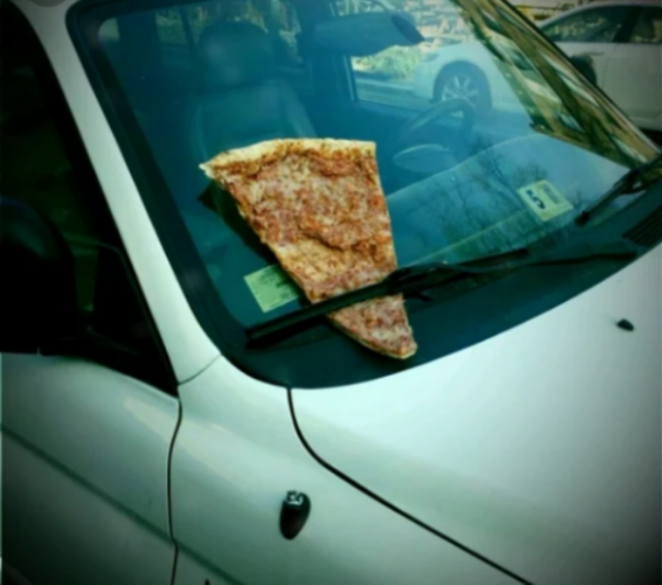 Pizza on the Windshield Blank Meme Template