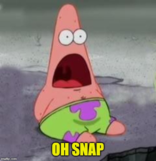 Suprised Patrick | OH SNAP | image tagged in suprised patrick | made w/ Imgflip meme maker