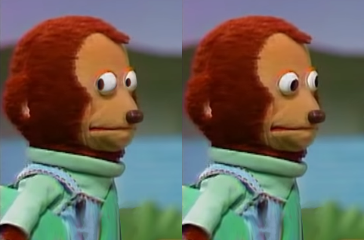 High Quality puppet Monkey looking away Blank Meme Template