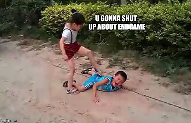fight | U GONNA SHUT UP ABOUT ENDGAME | image tagged in fight | made w/ Imgflip meme maker