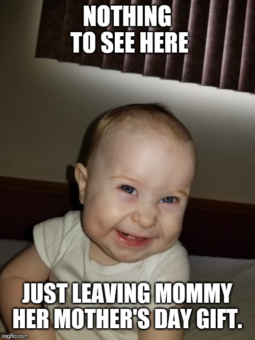 NOTHING TO SEE HERE; JUST LEAVING MOMMY HER MOTHER'S DAY GIFT. | image tagged in mothers day | made w/ Imgflip meme maker