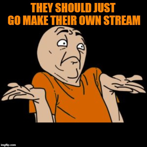 i dunno | THEY SHOULD JUST GO MAKE THEIR OWN STREAM | image tagged in i dunno | made w/ Imgflip meme maker