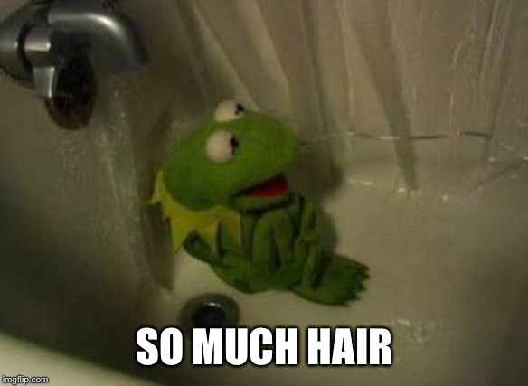 Kermit Shower | SO MUCH HAIR | image tagged in kermit shower | made w/ Imgflip meme maker
