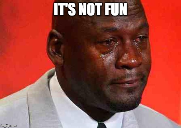 crying michael jordan | IT'S NOT FUN | image tagged in crying michael jordan | made w/ Imgflip meme maker