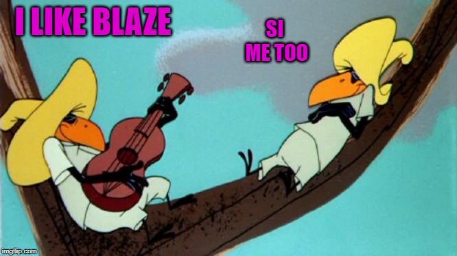 funny | I LIKE BLAZE SI ME TOO | image tagged in funny | made w/ Imgflip meme maker