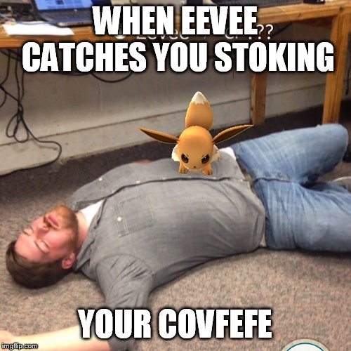 Angry Eevee | WHEN EEVEE CATCHES YOU STOKING YOUR COVFEFE | image tagged in angry eevee | made w/ Imgflip meme maker