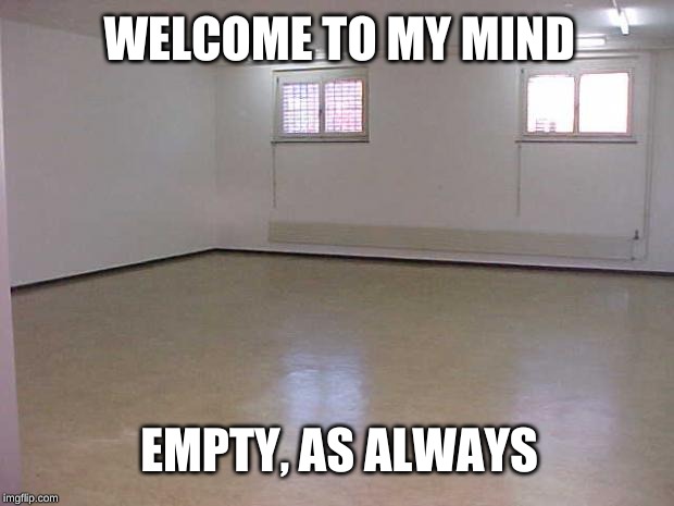 Empty Room | EMPTY, AS ALWAYS WELCOME TO MY MIND | image tagged in empty room | made w/ Imgflip meme maker