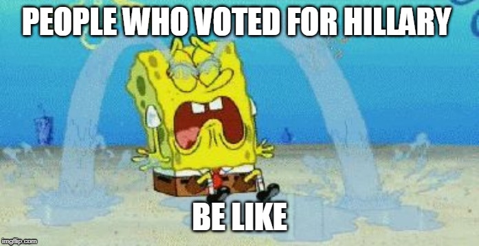 cryin |  PEOPLE WHO VOTED FOR HILLARY; BE LIKE | image tagged in cryin | made w/ Imgflip meme maker