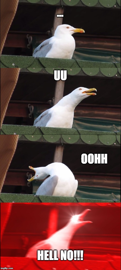 Inhaling Seagull Meme | ... UU OOHH HELL NO!!! | image tagged in memes,inhaling seagull | made w/ Imgflip meme maker