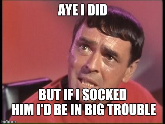 Scotty | AYE I DID BUT IF I SOCKED HIM I'D BE IN BIG TROUBLE | image tagged in scotty | made w/ Imgflip meme maker