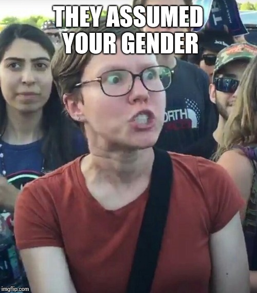 super_triggered | THEY ASSUMED YOUR GENDER | image tagged in super_triggered | made w/ Imgflip meme maker