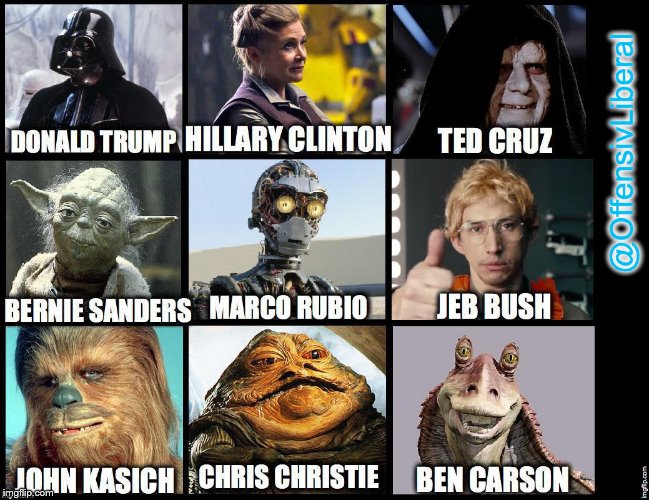2016 President Candidates as Star Wars Characters | image tagged in election 2016,memes,star wars,star wars yoda,darth vader | made w/ Imgflip meme maker