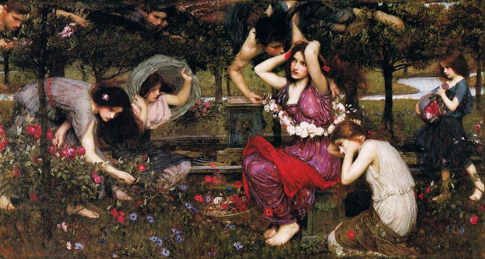 John Waterhouse 1897 - Flora and the Zephyrs, 1897. Blank Meme Template