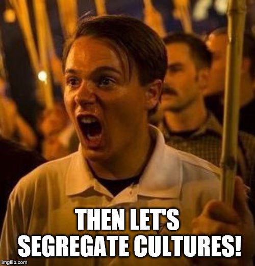 alt right douche | THEN LET'S SEGREGATE CULTURES! | image tagged in alt right douche | made w/ Imgflip meme maker