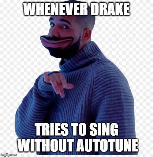 drake irl | WHENEVER DRAKE; TRIES TO SING WITHOUT AUTOTUNE | image tagged in funny | made w/ Imgflip meme maker
