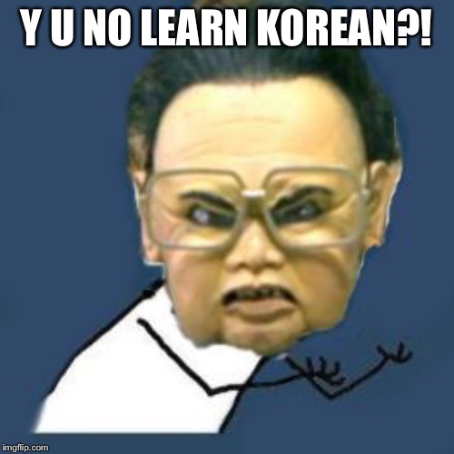 Kim Jong Il Y U No Meme | Y U NO LEARN KOREAN?! | image tagged in memes,kim jong il y u no | made w/ Imgflip meme maker
