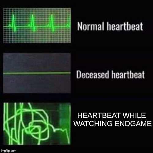 heartbeat rate | HEARTBEAT WHILE WATCHING ENDGAME | image tagged in heartbeat rate | made w/ Imgflip meme maker