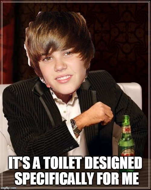 The Most Interesting Justin Bieber | IT'S A TOILET DESIGNED SPECIFICALLY FOR ME | image tagged in memes,the most interesting justin bieber | made w/ Imgflip meme maker