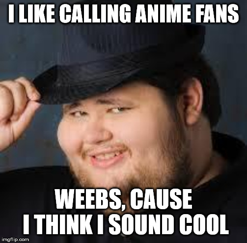 NeckBeard | I LIKE CALLING ANIME FANS WEEBS, CAUSE I THINK I SOUND COOL | image tagged in neckbeard | made w/ Imgflip meme maker