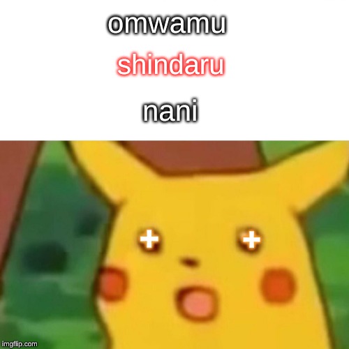 Surprised Pikachu | omwamu; shindaru; nani; +; + | image tagged in memes,surprised pikachu | made w/ Imgflip meme maker