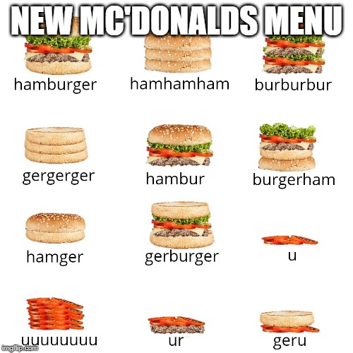 good menu | NEW MC'DONALDS MENU | image tagged in hamburger,memes | made w/ Imgflip meme maker