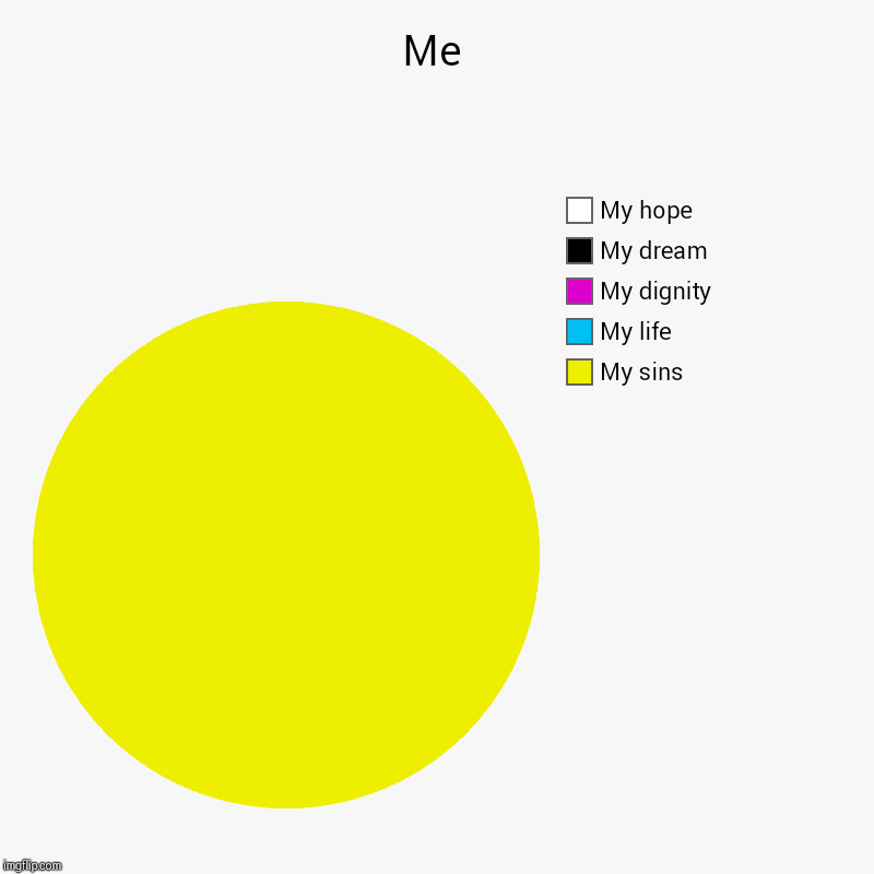 Me | My sins, My life, My dignity, My dream, My hope | image tagged in charts,pie charts | made w/ Imgflip chart maker