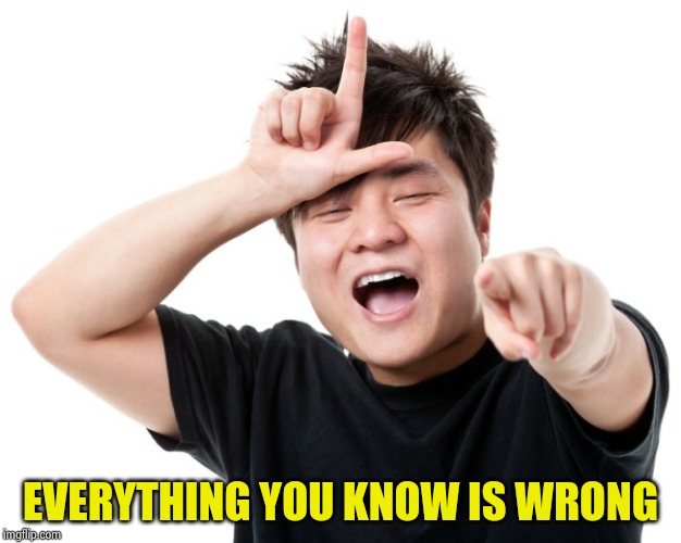 You're a loser | EVERYTHING YOU KNOW IS WRONG | image tagged in you're a loser | made w/ Imgflip meme maker