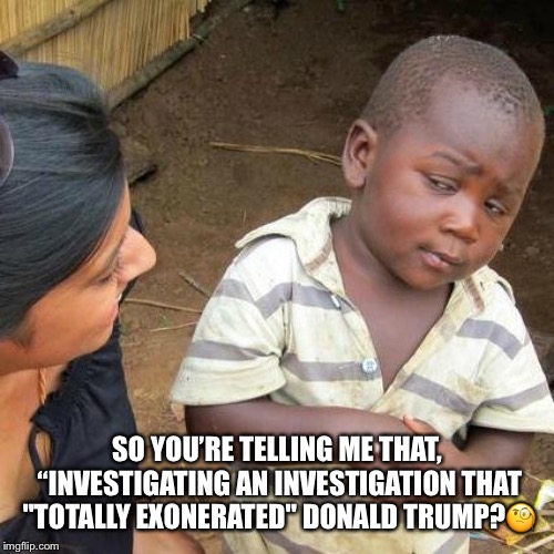 So investigating an investigation | SO YOU’RE TELLING ME THAT, “INVESTIGATING AN INVESTIGATION THAT "TOTALLY EXONERATED" DONALD TRUMP?🧐 | image tagged in donald trump,investigation,obstruction of justice,side eye,lol so funny | made w/ Imgflip meme maker