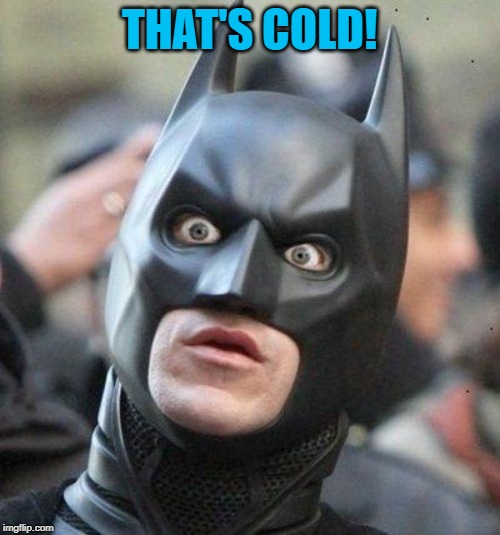 Shocked Batman | THAT'S COLD! | image tagged in shocked batman | made w/ Imgflip meme maker