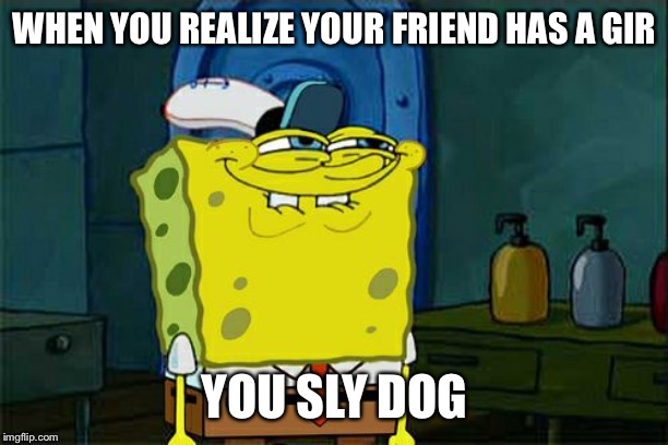 Don't You Squidward Meme | WHEN YOU REALIZE YOUR FRIEND HAS A GIRLFRIEND; YOU SLY DOG | image tagged in memes,dont you squidward | made w/ Imgflip meme maker