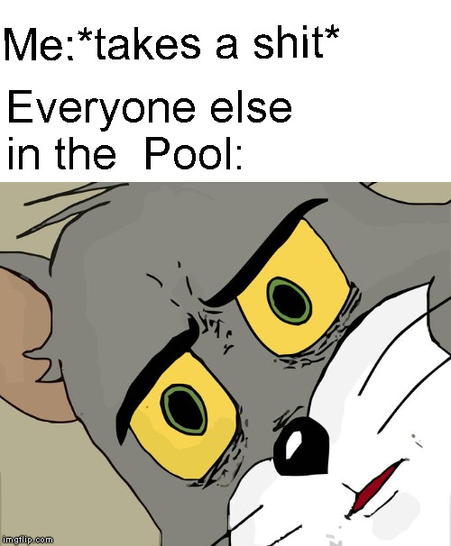 Relatable | Me:*takes a shit*; Everyone else in the  Pool: | image tagged in memes,unsettled tom | made w/ Imgflip meme maker