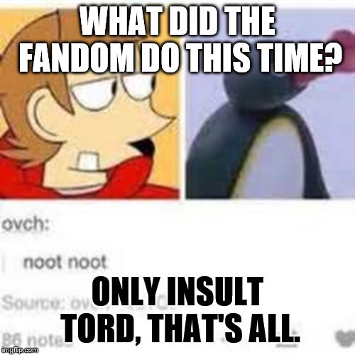 Eddsworld | WHAT DID THE FANDOM DO THIS TIME? ONLY INSULT TORD, THAT'S ALL. | image tagged in eddsworld | made w/ Imgflip meme maker