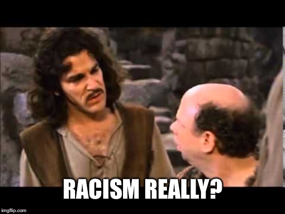 i don't think it means | RACISM REALLY? | image tagged in i don't think it means | made w/ Imgflip meme maker
