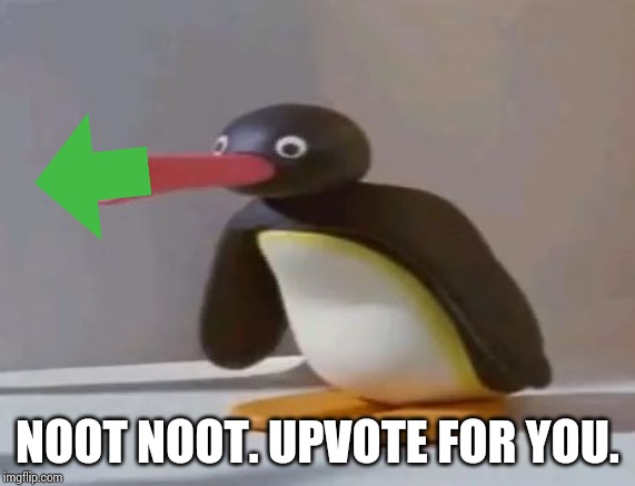 pingu | NOOT NOOT. UPVOTE FOR YOU. | image tagged in pingu | made w/ Imgflip meme maker