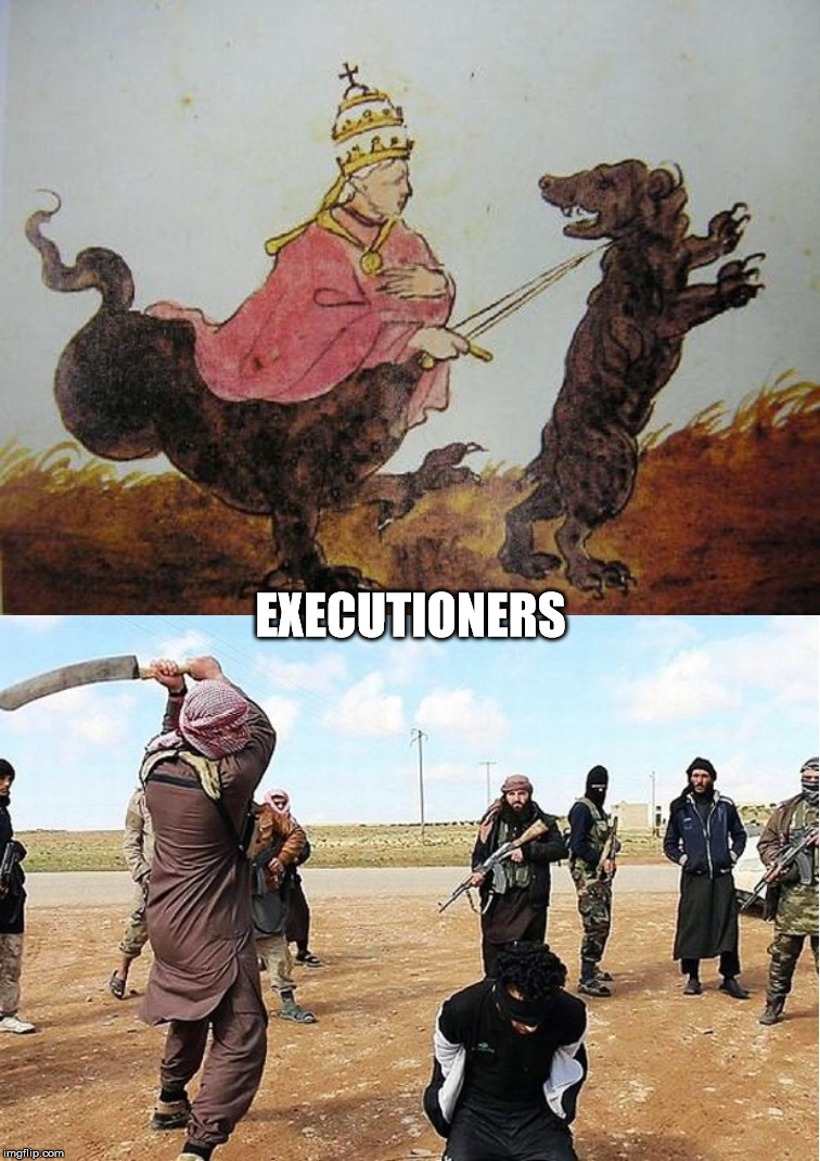 Executioners | EXECUTIONERS | image tagged in the abrahamic religions,executioners,dogs,beheading | made w/ Imgflip meme maker