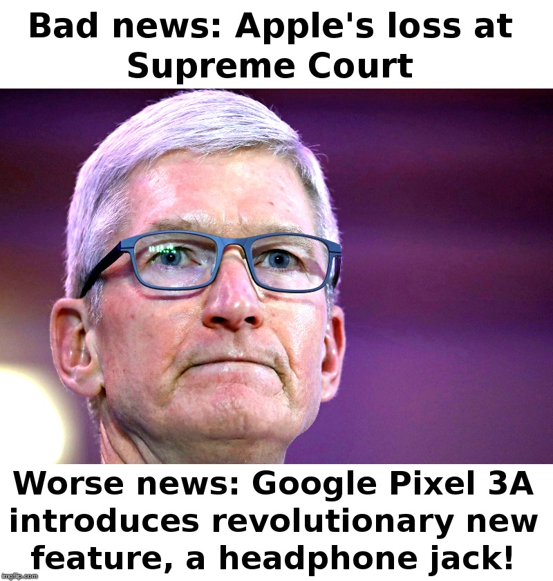 Bad News/Worse News For Apple's Tim Cook | image tagged in apple,tim cook,google | made w/ Imgflip meme maker