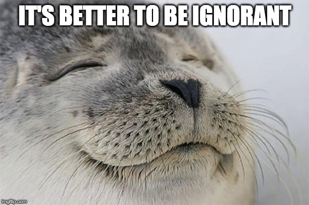 Satisfied Seal Meme | IT'S BETTER TO BE IGNORANT | image tagged in memes,satisfied seal | made w/ Imgflip meme maker
