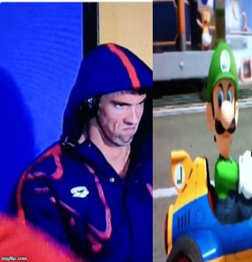 Staring Contest | image tagged in michael phelps death stare,luigi death stare | made w/ Imgflip meme maker
