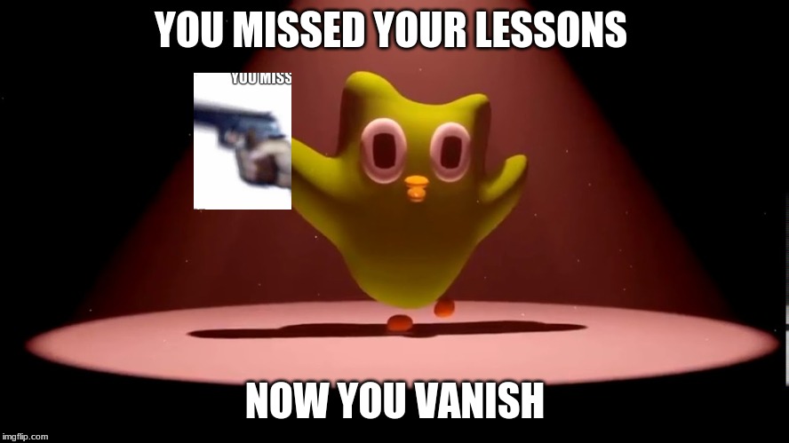 you messed your lessons | YOU MISSED YOUR LESSONS; NOW YOU VANISH | image tagged in you messed your lessons | made w/ Imgflip meme maker