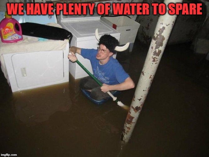 Laundry Viking Meme | WE HAVE PLENTY OF WATER TO SPARE | image tagged in memes,laundry viking | made w/ Imgflip meme maker