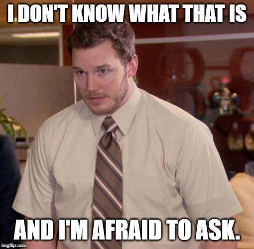 Chris Pratt - Too Afraid to Ask | I DON'T KNOW WHAT THAT IS AND I'M AFRAID TO ASK. | image tagged in chris pratt - too afraid to ask | made w/ Imgflip meme maker