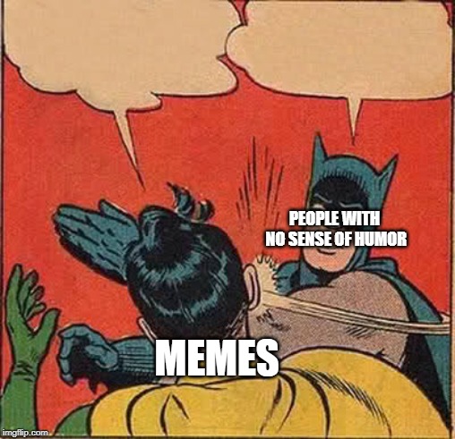Batman Slapping Robin Meme | PEOPLE WITH NO SENSE OF HUMOR; MEMES | image tagged in memes,batman slapping robin | made w/ Imgflip meme maker