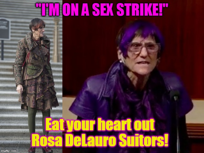 "I'M ON A SEX STRIKE!"; Eat your heart out Rosa DeLauro Suitors! | made w/ Imgflip meme maker