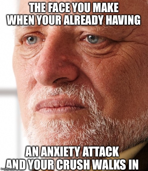 Dissapointment | THE FACE YOU MAKE WHEN YOUR ALREADY HAVING; AN ANXIETY ATTACK AND YOUR CRUSH WALKS IN | image tagged in dissapointment | made w/ Imgflip meme maker